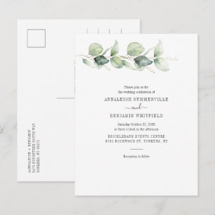 Invitation Carte Postale Eucalyptus Mariage botanique du feuillage