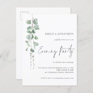 Invitation Carte Postale Eucalyptus Mariage soirée aquarelle