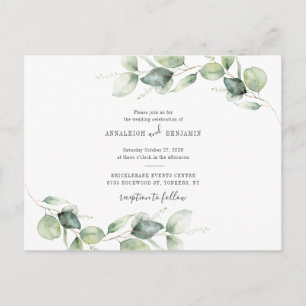 Invitation Carte Postale Eucalyptus Verdure Feuillage Mariage campagnard ru