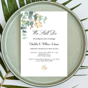 Invitation Carte Postale Eucalyptus verdure feuille or simple mariage