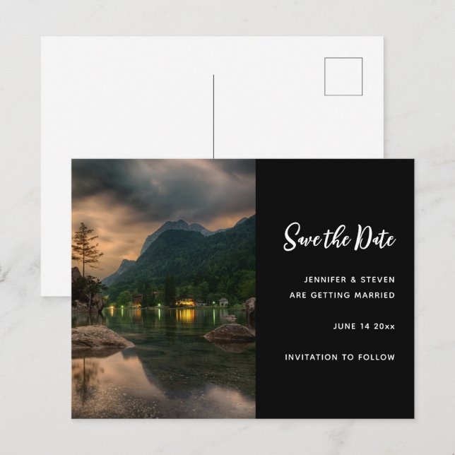 Invitation Carte Postale Evening Mountain Lake Photographie Enregistrer la  (Devant / Derrière)