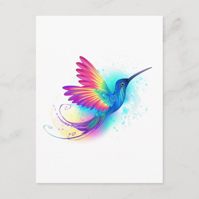 Invitation Carte Postale Exotic Rainbow Hummingbird (Devant)