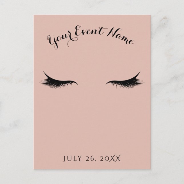 Invitation Carte Postale Eyelashes Lashes Beauty Salon Spa Maquillage Événe (Devant)