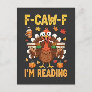 Invitation Carte Postale F-Caw-F Je lis des livres de dinde pour Thanksgivi