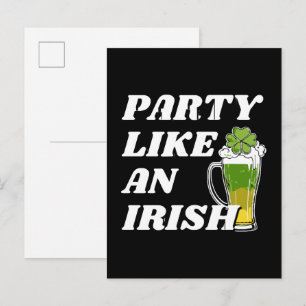 Invitation Carte Postale Faire la fête comme un Irlandais