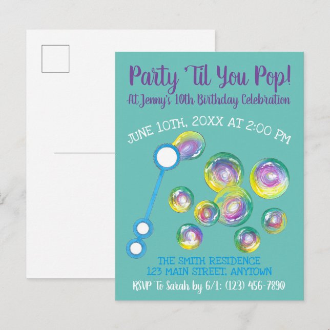 Invitation Carte Postale Faire la fête jusqu'à ce que vous éclatiez Baguett (Devant / Derrière)