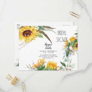 Invitation Carte Postale Faire part de mariage champêtre Bohème Fleurs sole