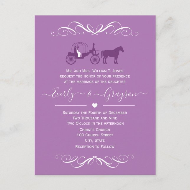 Invitation Carte Postale Fairytale Princess N'importe quelle couleur violet (Devant)