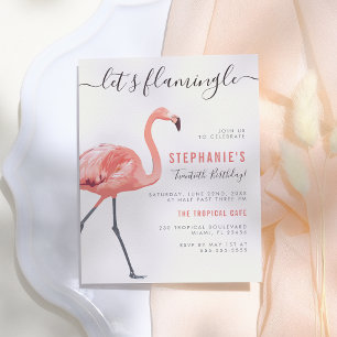 Invitation Carte Postale Faisons la fête aux flamants roses   Fête d'annive
