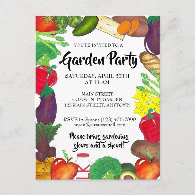 Invitation Carte Postale Farmers Market Veggie Garden Spring Plantation Par (Devant)