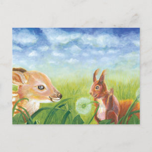 Invitation Carte Postale Faune et écureuil