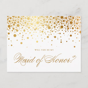 Invitation Carte Postale Faux Gold Foil Confetti   Soyez ma femme d'honneur