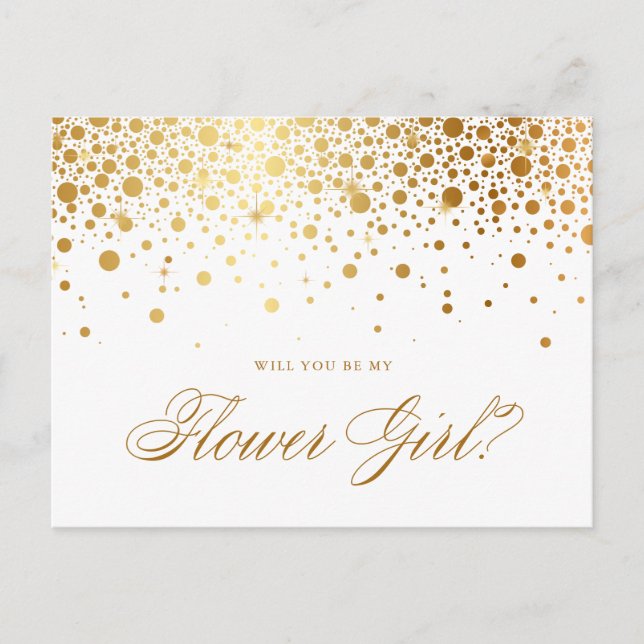 Invitation Carte Postale Faux Gold Foil Confetti | Soyez ma servante d'honn (Devant)