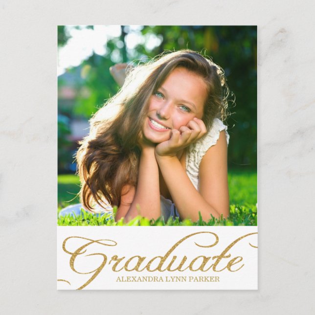 Invitation Carte Postale Faux Gold Parties scintillant Graduation Party Inv (Devant)