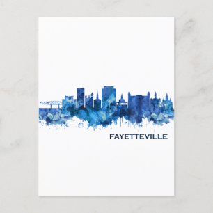 Invitation Carte Postale Fayetteville Caroline du Nord Skyline bleu