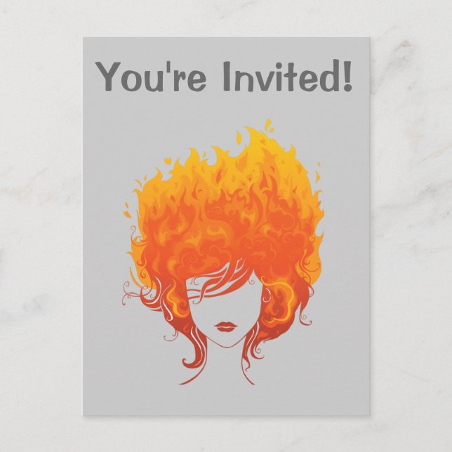 Invitation Carte Postale Femme à tête rouge, cheveux à feu rouge (Devant)