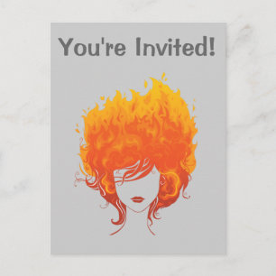 Invitation Carte Postale Femme de roux, cheveux du feu rouge