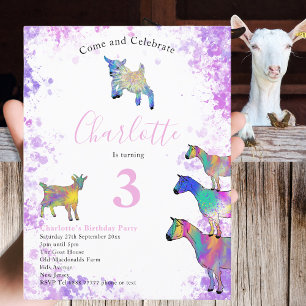 Invitation Carte Postale Ferme d'animaux mignons chèvres Fête d'anniversair