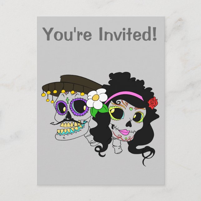 Invitation Carte Postale Festive Day of the Dead Art (Devant)