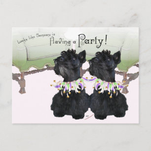 Invitation Carte Postale Fête Animale des Terriers Écossais