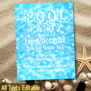 Invitation Carte Postale Fête au bord de la piscine Fête de plage Fête d'ét