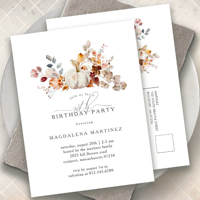 Invitation Carte Postale Fête d'anniversaire des 90 ans avec des fleurs de  (Créateur téléchargé)