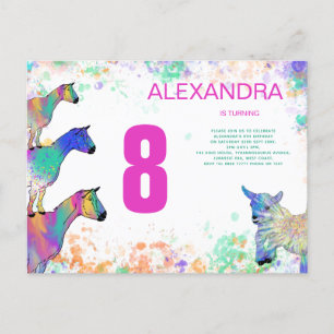 Invitation Carte Postale Fête d'anniversaire des mignonnes chèvres 8 ans