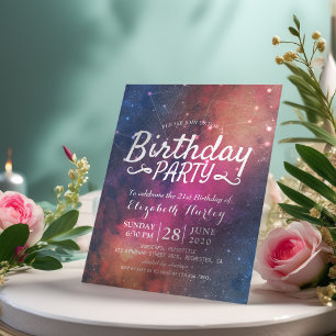 Invitation Carte Postale Fête d'anniversaire Galaxy Stars Nebula Constellat