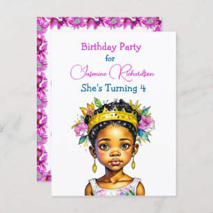 Invitation Carte Postale Fête d'anniversaire personnalisée Princesse de cou