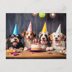 Invitation Carte Postale Fête d'anniversaire pour chiens