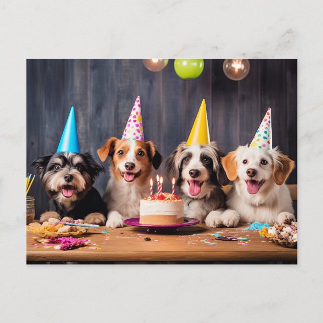 Invitation Carte Postale Fête d'anniversaire pour chiens (Devant)