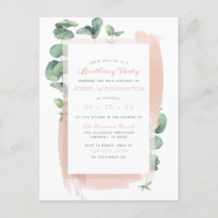 Invitation Carte Postale Fête d'anniversaire spéciale pour pinceau rose gla