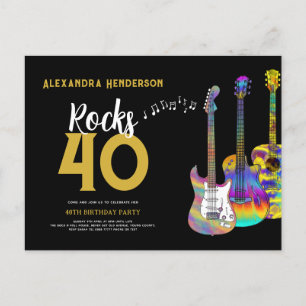 Invitation Carte Postale Fête d'anniversaire sur le thème du Rock and Roll 