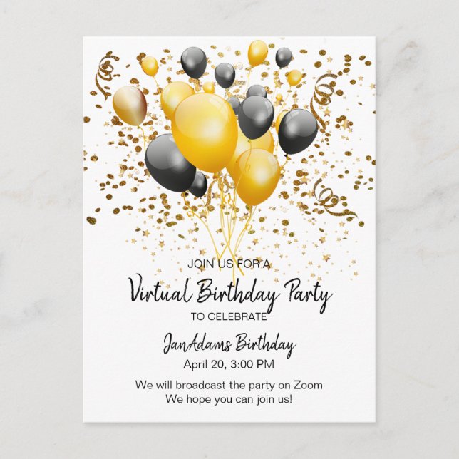 Invitation Carte Postale Fête d'anniversaire virtuelle (Devant)