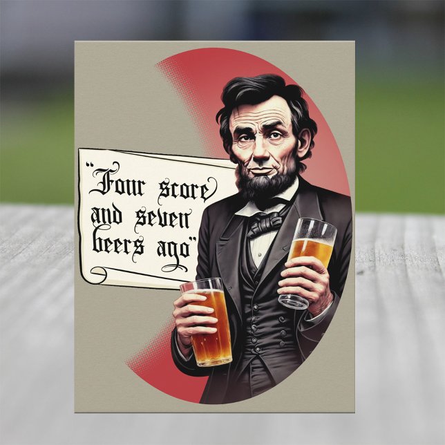 Invitation Carte Postale Fête de barbecue Abraham Lincoln drôle de boisson  (Beer drinkin Lincoln)