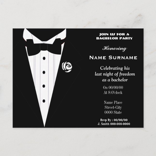 Invitation Carte Postale fête de célibataire, fête de cerf, douche de marié (Devant)