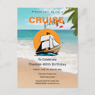 Invitation Carte Postale Fête de croisière 40 Anniversaire