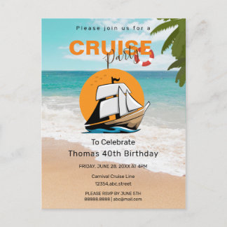 Invitation Carte Postale Fête de croisière 40 Anniversaire