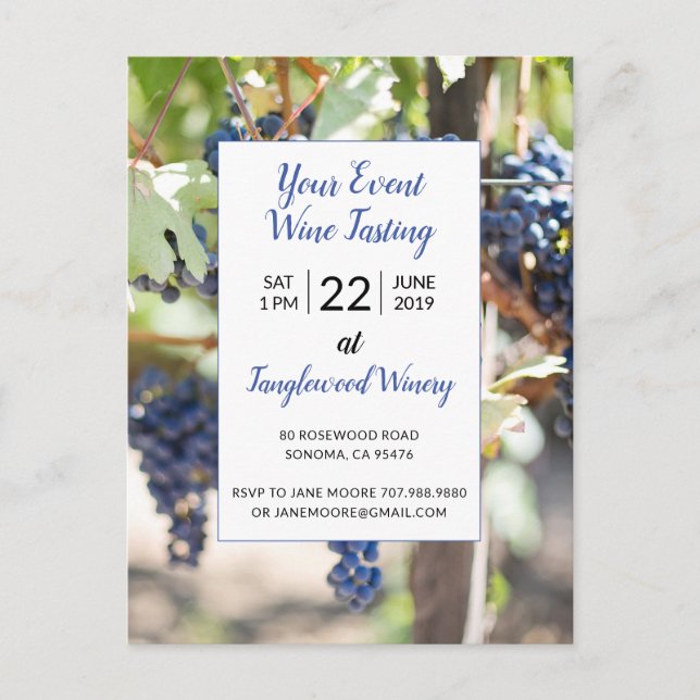 Invitation Carte Postale Fête de dégustation de vin pour tout événement dan (Devant)
