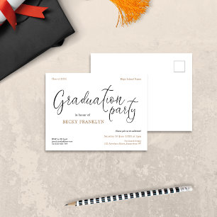 Invitation Carte Postale Fête de graduation en typographie informelle simpl