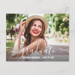 Invitation Carte Postale Fête de Graduation Photo Script moderne tendance