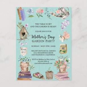 Invitation Carte Postale Fête de jardin florale de la fête des mères aquare