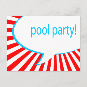 Invitation Carte Postale fête de la piscine ! bulle de discours comique