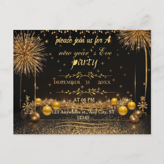 Invitation Carte Postale Fête de la Saint-Sylvestre (Devant)