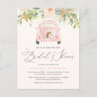 Fête de mariage en voiture avec fleurs aquarelles