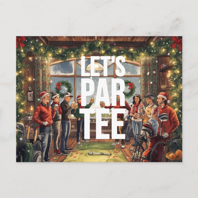 Invitation Carte Postale Fête de Noël de golf Par-Tee (Devant)