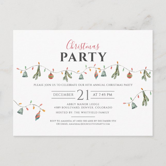 Invitation Carte Postale Fête de Noël d'entreprise moderne (Devant)