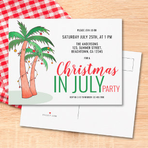 Invitation Carte Postale Fête de Noël en juillet d'été