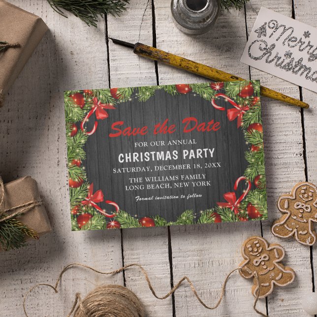 Invitation Carte Postale Fête de Noël rustique traditionnelle | Enregistrer (Créateur téléchargé)