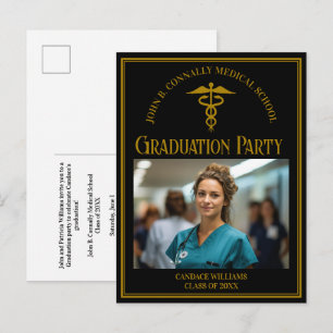 Invitation Carte Postale Fête de photo de remise de diplôme élégante à l'éc